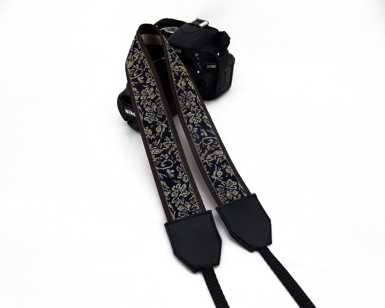 Camera strap personalized custom printable leather stitching embroidery pattern ethnic style 003 - Camera Straps & Stands - Genuine Leather Blue