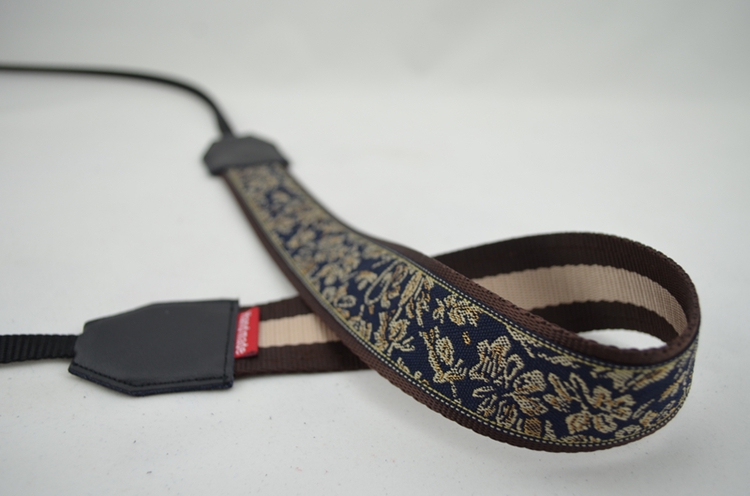 Camera strap personalized custom printable leather stitching embroidery pattern ethnic style 003 - Camera Straps & Stands - Genuine Leather Blue