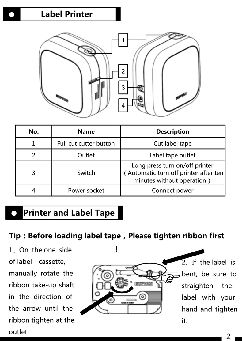 M10 Label Printer user manual