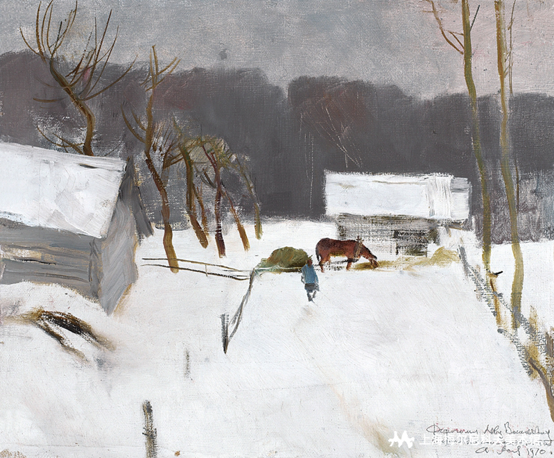 《冬日景色》布面油画 1970