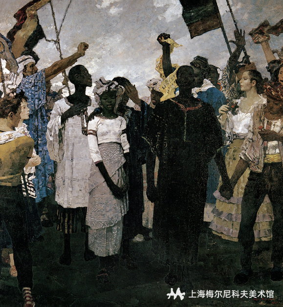 《觉醒·争取和平与独立》 布面油画 1957
