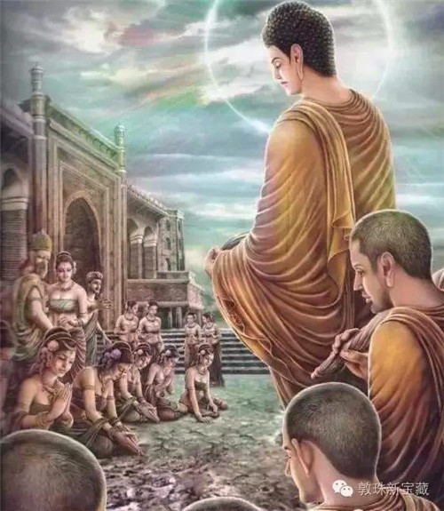 佛陀的父亲病重卧床,佛陀带领弟子回宫省亲.