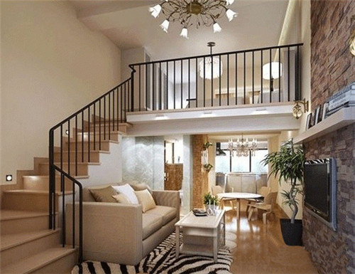 下面是客厅,上面是卧室的功能实现,完全来源于合理的跃层设计.