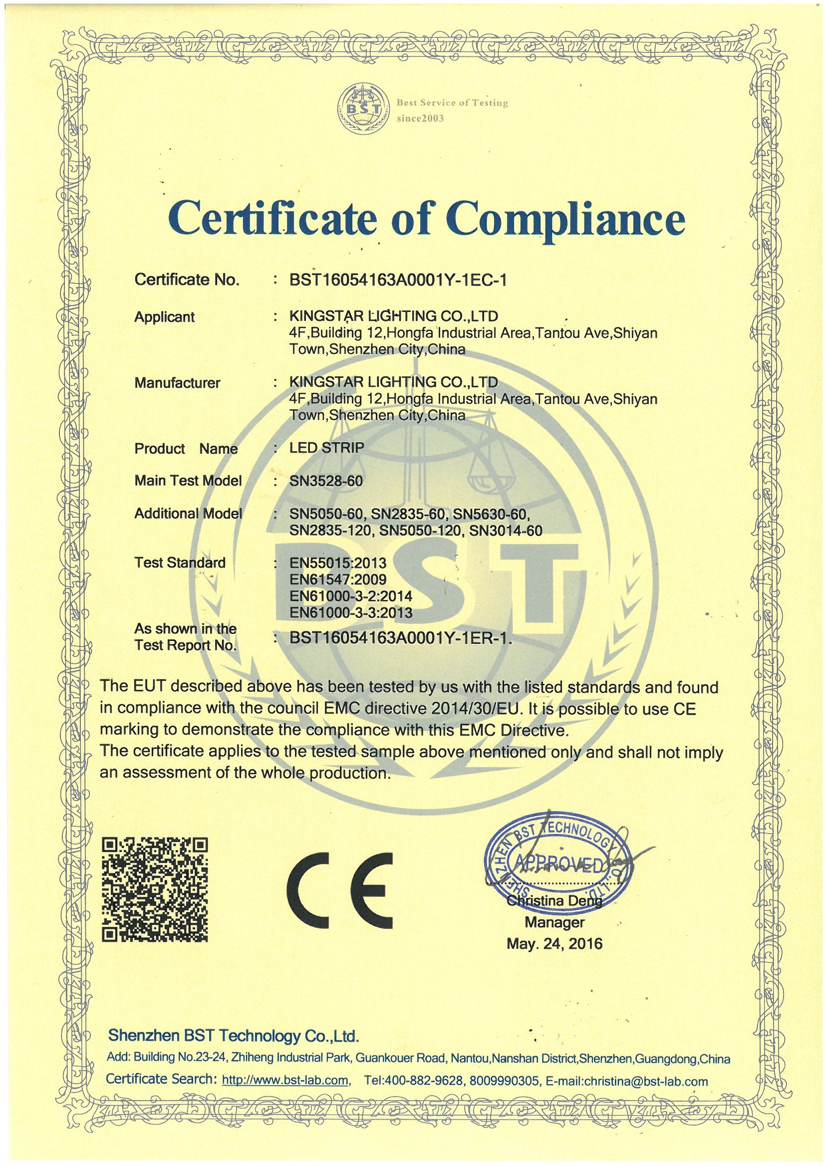 Certifications-Kingstar Lighting Co.,LTD