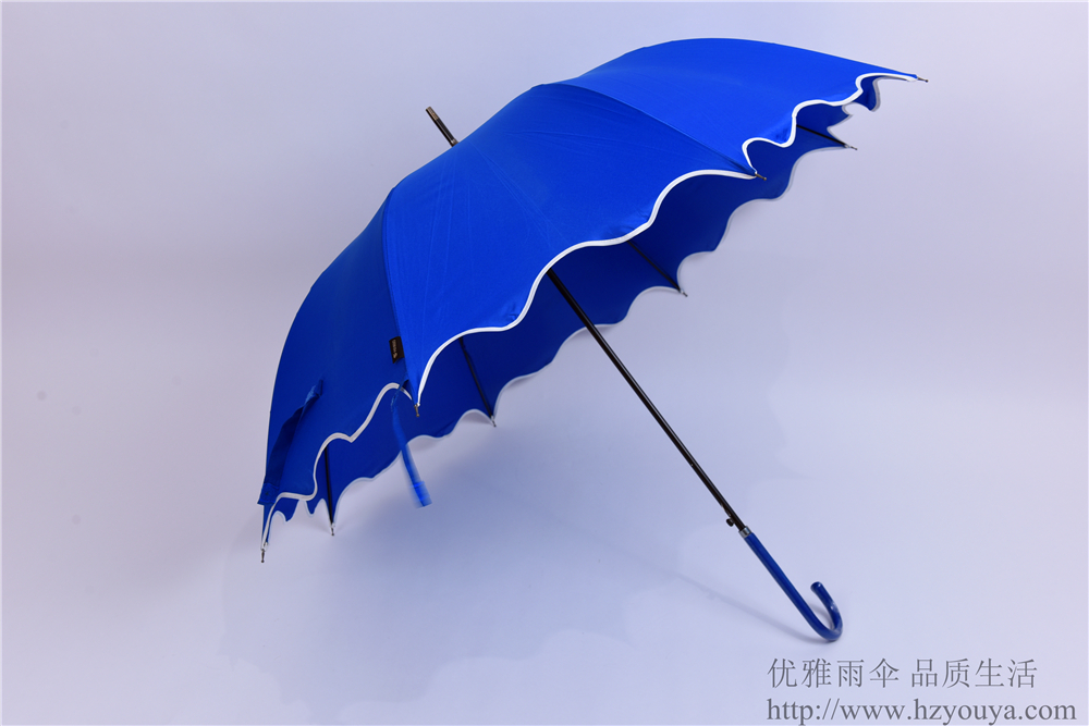 XPS08时尚荷叶边PU皮弯柄伞-杭州优雅公司|杭州优雅公司,雨伞生产厂家,雨伞定制